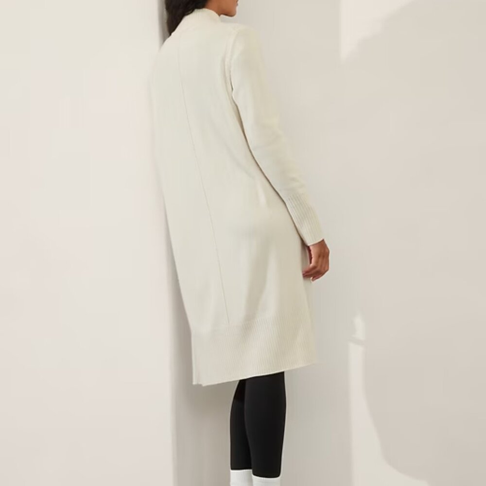 Athleta Alpine Spirit Wrap Ivory Cardigan Duster Medium Wool/Cashmere 882542-02 - Picture 3 of 11